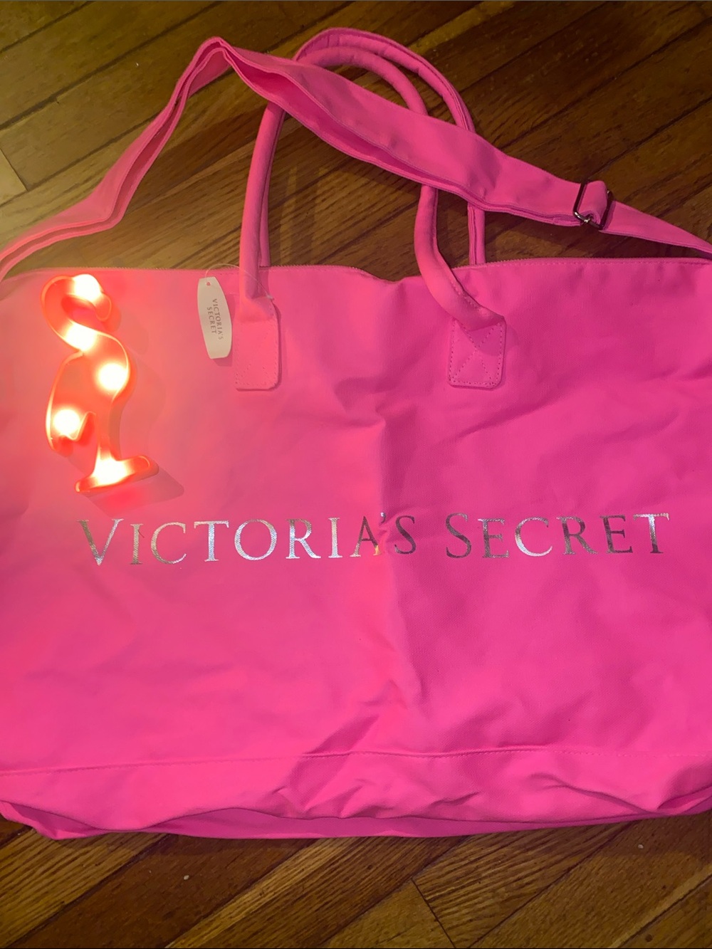 Victoria's Secret Neon Pink Travel Tote with Shoulder Strap - Picture 7 of 10